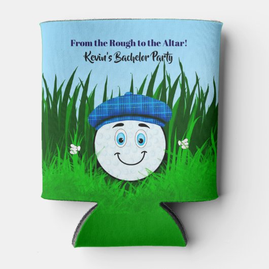 Grappige golfbal in ruwe vrijgezellenfeestje blikjeskoeler (Voorkant)