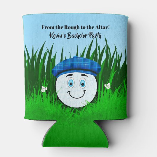 Grappige golfbal in ruwe vrijgezellenfeestje blikjeskoeler (Achterkant)