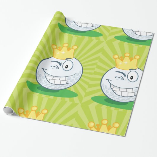 Grappige Golfbal Koning Van Golfen Cadeaupapier (Uitgerold)