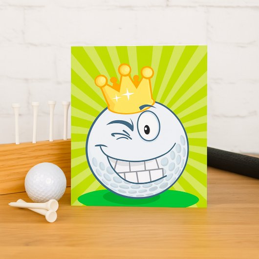 Grappige Golfbal Koning Van Golfen Kaart