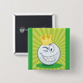 Grappige Golfbal Koning Van Golfen Vierkante Button 5,1 Cm (Voorkant /achterkant)