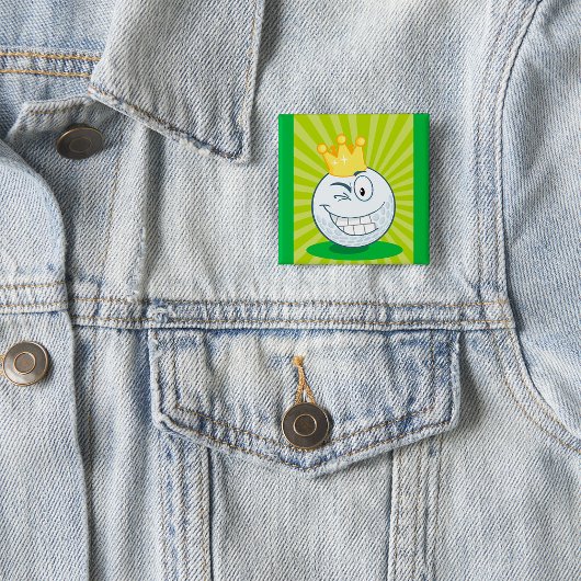 Grappige Golfbal Koning Van Golfen Vierkante Button 5,1 Cm