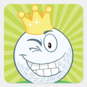 Grappige Golfbal Koning Van Golfen Vierkante Sticker