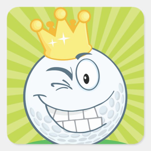 Grappige Golfbal Koning Van Golfen Vierkante Sticker (Voorkant)