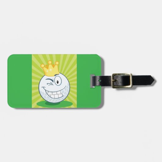 Grappige golfbal koning van het golfen bagagelabel (Voorkant horizontaal)