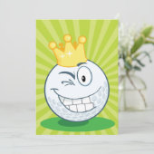 Grappige golfbal koning van het golfen kaart (Staand voorkant)