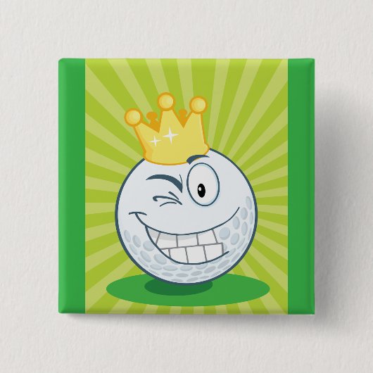 Grappige golfbal koning van het golfen vierkante button 5,1 cm (Voorkant)