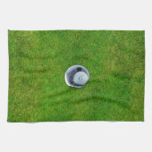 Grappige Golfbal Monogram Groene Keukenhanddoek (Horizontaal)