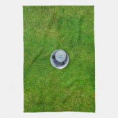 Grappige Golfbal Monogram Groene Keukenhanddoek (Verticaal)