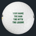 Grappige golfbal set voor mannen | De mythe van he Golfballen<br><div class="desc">Gepersonaliseerde De man mythe legende golfbal set. Custom Het man de mythe de legende golfballen. Gepersonaliseerde golfbal set met naam of monogram. sjabloon met leuke quote / gezegde / grap voor hem. Grappig manly cadeau idee voor golfers en golfen fans. Creëer je eigen voor sportieve vader, vader, oom, opa, man,...</div>