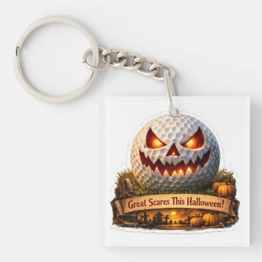grappige golfbal voor Halloween Sleutelhanger (voorkant)