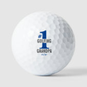 Grappige Golfballen #1 Golfende Opa Blauwe Monogra (Voorkant)