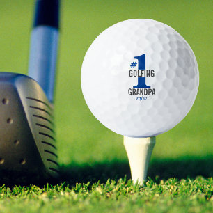 Grappige Golfballen #1 Golfende Opa Blauwe Monogra