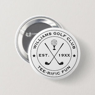 Grappige Golfclub Golfer Standaard Tekst Zwart Wit Ronde Button 5,7 Cm