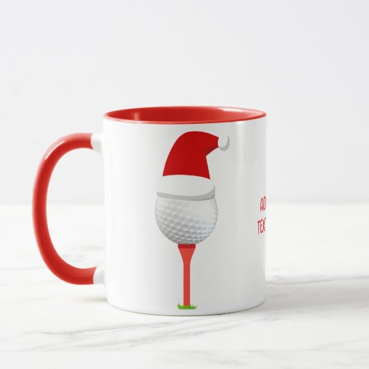 Grappige Golfen Kerstvakantie Golf Ball Rood Mok (Links)