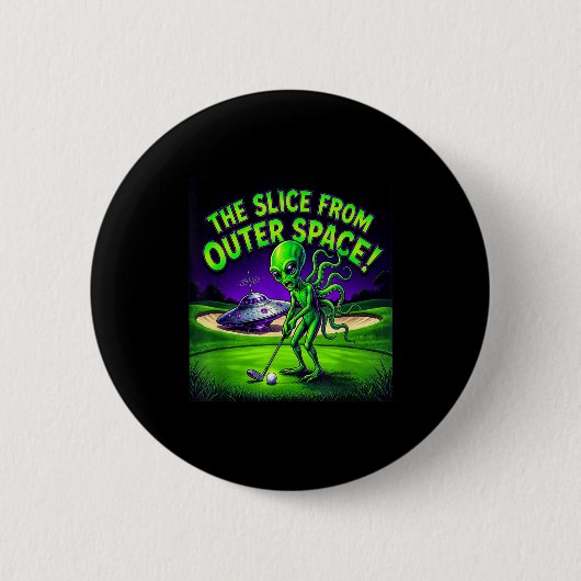 Grappige golfende alien de slice uit de ruimte ronde button 5,7 cm (Voorkant)