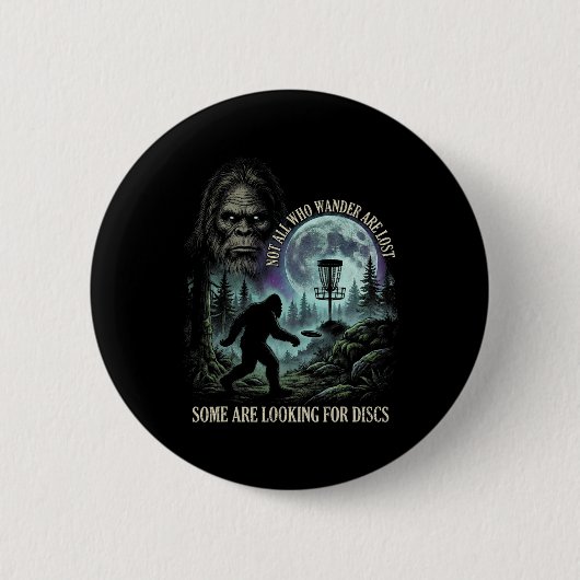Grappige Golfende Bigfoot Disc Golf Speler 90s Gra Ronde Button 5,7 Cm (Voorkant)