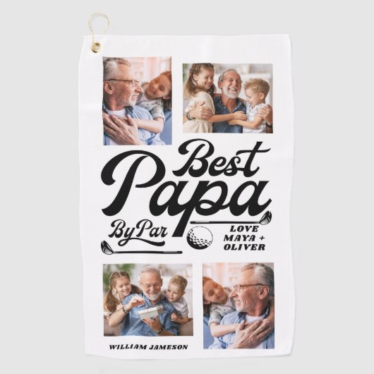 Grappige golfer beste papa door par foto | VADERDA Golfhanddoek (Voorkant)