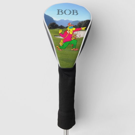 Grappige golfer gepersonaliseerde naam of monogram golfheadcover (Voorkant)
