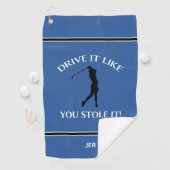 Grappige Golfer Humor Voor Haar Monogram Sport Bla Golfhanddoek (Insitu)