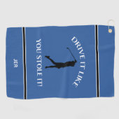 Grappige Golfer Humor Voor Haar Monogram Sport Bla Golfhanddoek (Horizontaal)