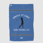 Grappige Golfer Humor Voor Haar Monogram Sport Bla Golfhanddoek (Voorkant)