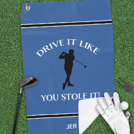 Grappige Golfer Humor Voor Hem Monogram Sport Blau Golfhanddoek