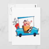grappige golfer in golfkarretje briefkaart (Voorkant / Achterkant)