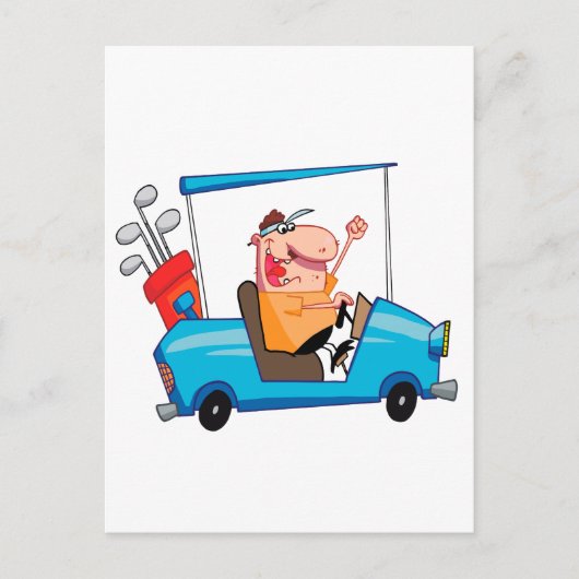 grappige golfer in golfkarretje briefkaart (Voorkant)