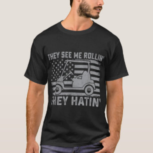 Grappige golfer papa man Amerikaanse vlag ze zien  T-shirt