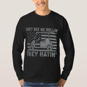 Grappige golfer papa man Amerikaanse vlag ze zien T-shirt