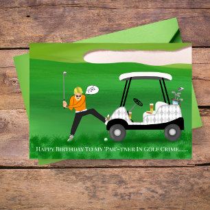 Grappige Golfer Verjaardagskaart Met Bier & Hotdog Kaart