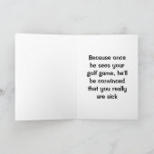 Grappige golfer verjaardagswens kaart (Binnen)