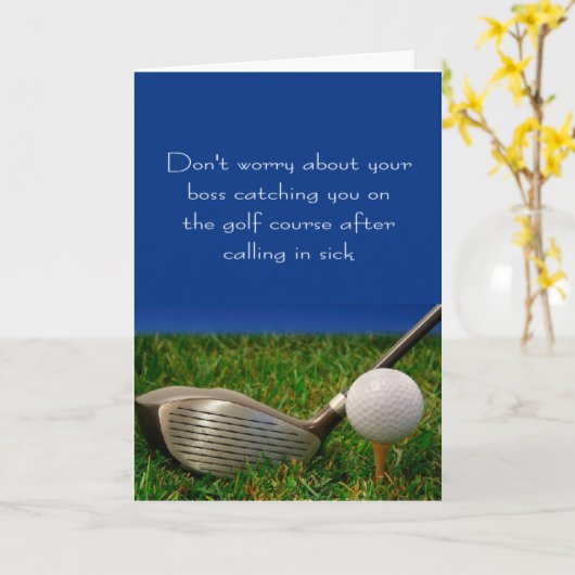 Grappige golfer verjaardagswens kaart (Gele Bloem)