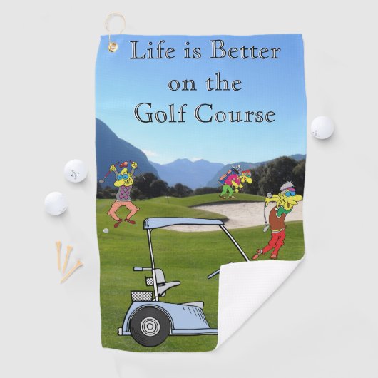 Grappige golfers en golfkar handdoek (Insitu)