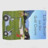 Grappige golfers en golfkar handdoek (Horizontaal)