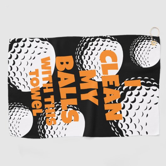 Grappige golfhanddoek Ik maak mijn ballen schoon (Horizontaal)