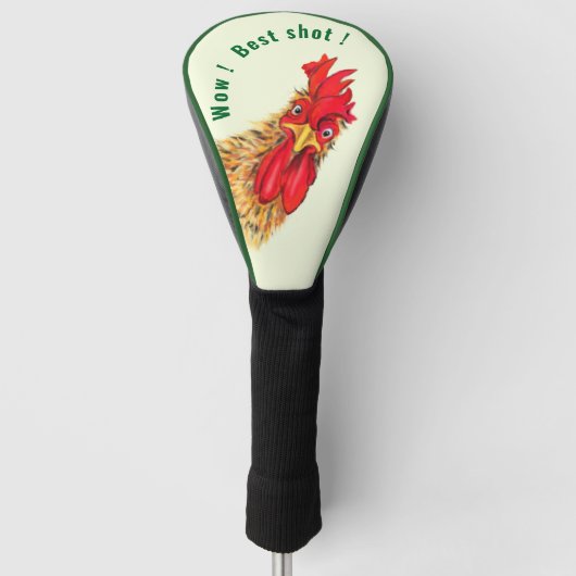 Grappige golfhoes met verraste haan golfheadcover (Voorkant)