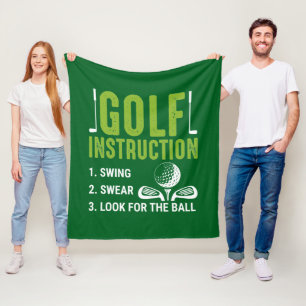 Grappige golfinstructie woordkunst fleece deken