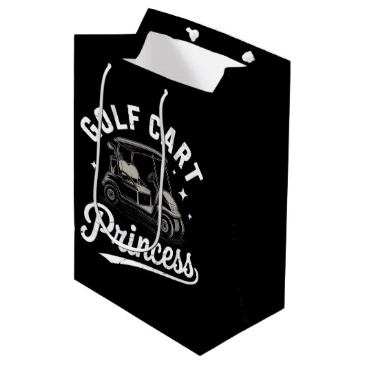 Grappige Golfkar Prinses Sarcasme Golfende Dames Medium Cadeauzakje (Voorkant Gekanteld)