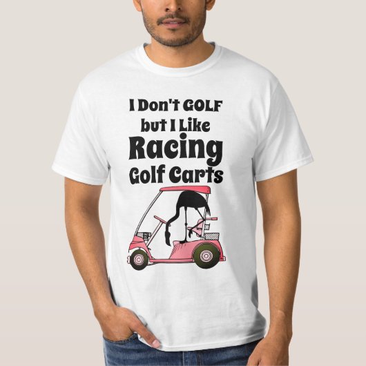 Grappige Golfkar Races Flamingo T-shirt (Voorkant)
