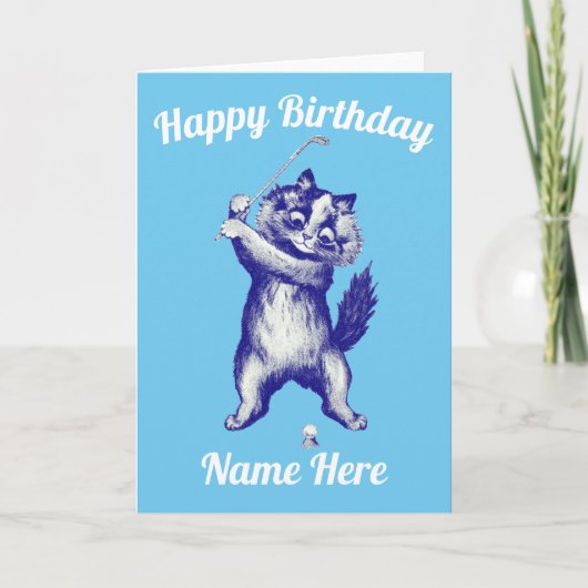 grappige golfkat Birthday Card Feestdagen Kaart (Voorkant)