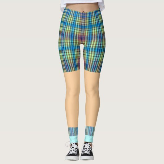 Grappige golfshorts sokken plaid pattern leggings (Voorkant)