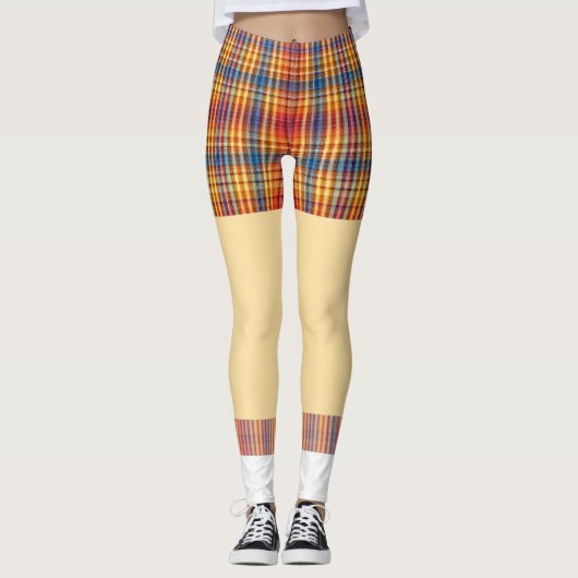 Grappige golfshorts sokken plaid pattern leggings (Voorkant)