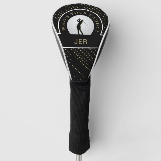 Grappige Golfspeler Caddy Met Eigen Initialen Zwar Golfheadcover (Voorkant)