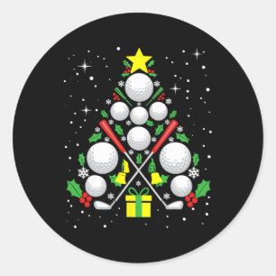 Grappige Golfspeler Kerstverlichting Golf Kerstboo Ronde Sticker