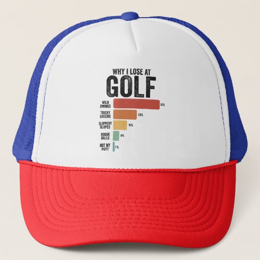 Grappige golfsport waarom ik verlies bij golfspel trucker pet (Voorkant)