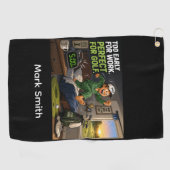 Grappige golfspreuk met golfer  golfhanddoek (Horizontaal)