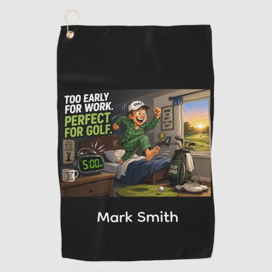 Grappige golfspreuk met golfer  golfhanddoek (Voorkant)