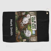 Grappige golfspreuk met golfer  golfhanddoek (Horizontaal)